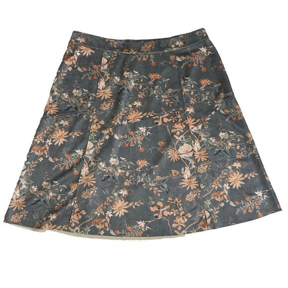 Coldwater Creek Skirt Size 3X Sedona Floral Suede Gray Flare boho - Picture 1 of 9